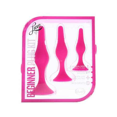 Luxe Beginner Silicone Butt Plug Kit in Pink