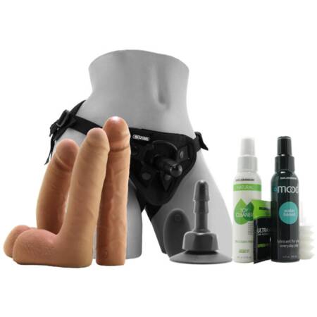 Vac-U-Lock Vibrating Harness Set in Caramel