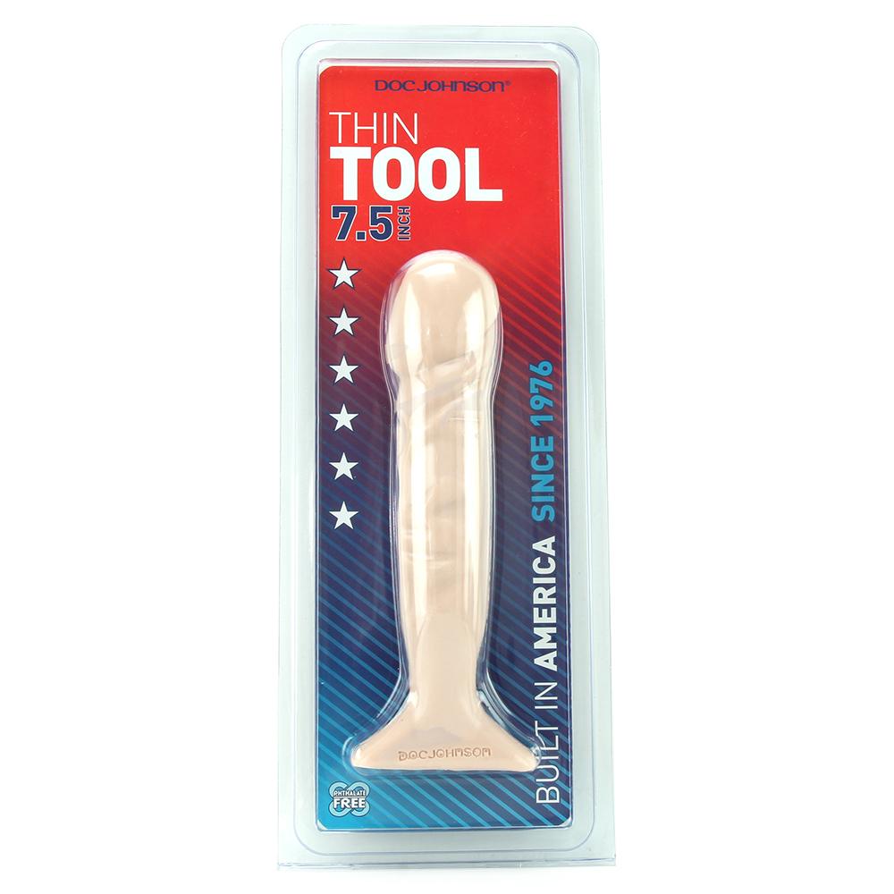 Thin 7.5 Inch Tool Dildo in White - Image 4