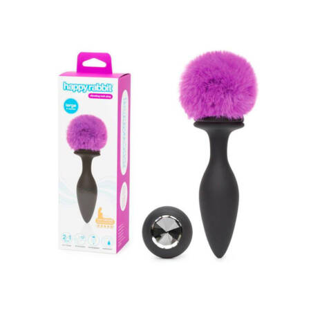 Happy Rabbit Vibrating Bunny Tail Butt Plug in Large